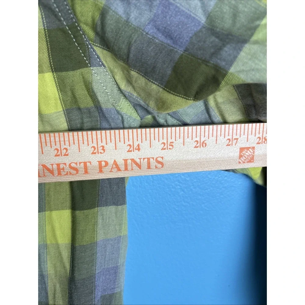 The North Face Mens XL Flannel Shirt Green Plaid Long Sleeve Button Down Gorp
